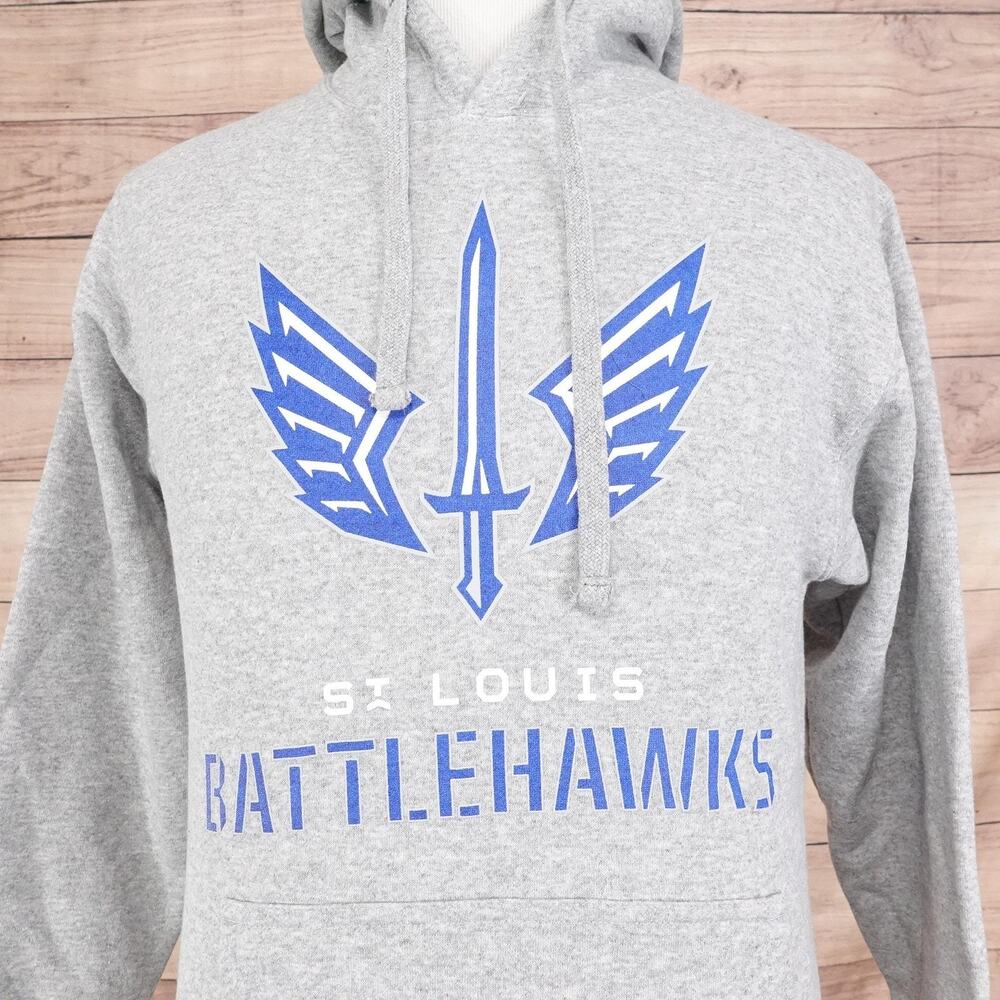 St. Louis Battlehawks Hoodie Adult Small Gray XFL Football Pullover Sweatshirt
